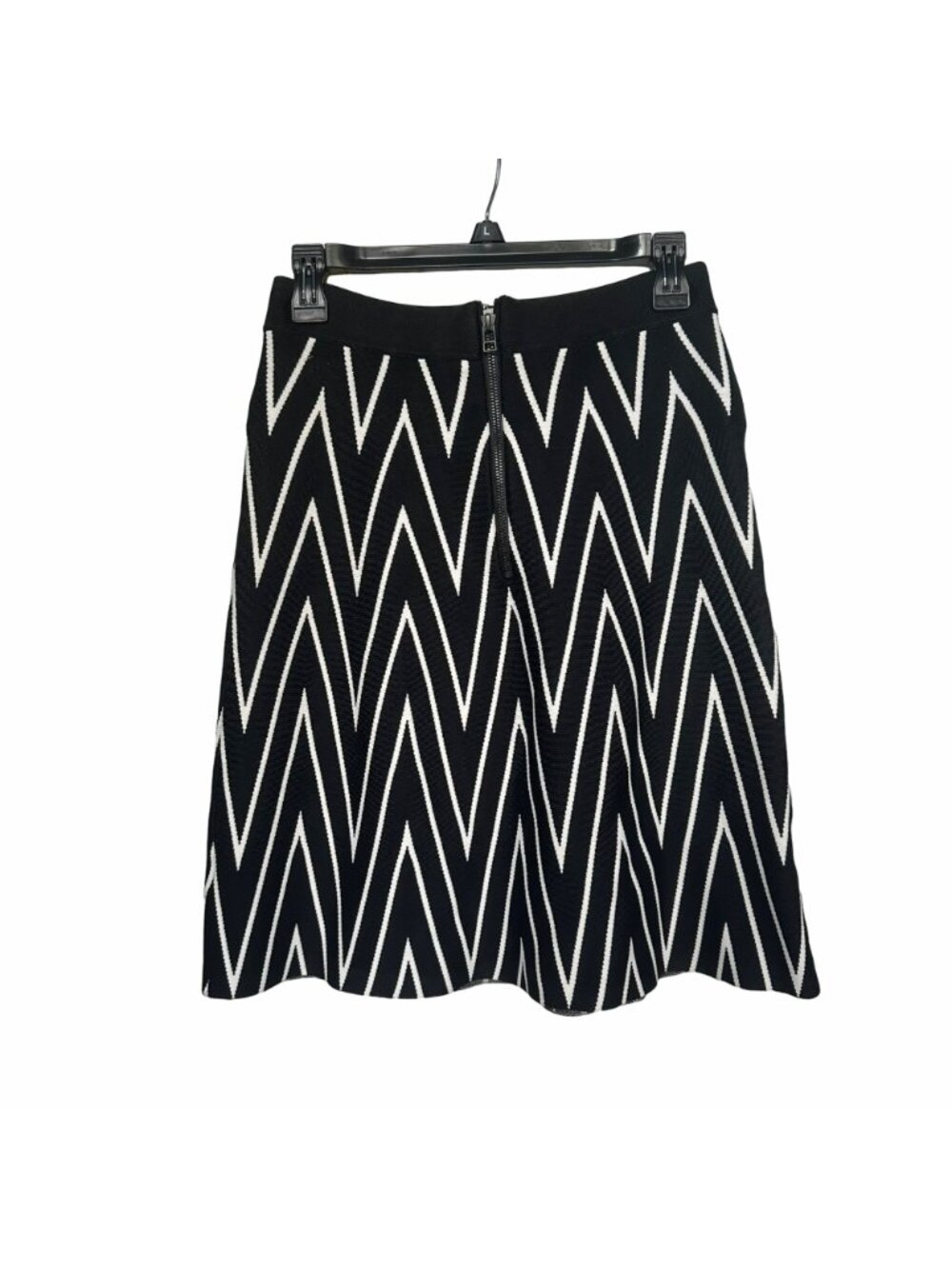 ⭐Pink Tartan Women's Small Black White Chevron Zig Zag Knit A-Line Skirt Zipper - Picture 3 of 9